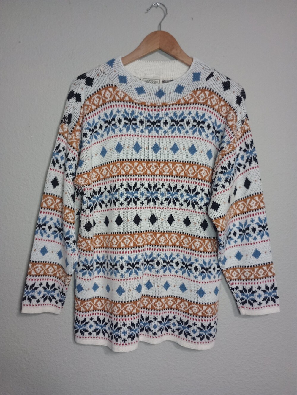 90s Vintage Croquet Clue Fair Isle Sweater Cabincore Eclectic Grandpa